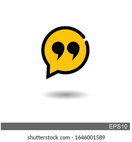 Quote Mark Icon Symbol with white background.Vector Illustration

