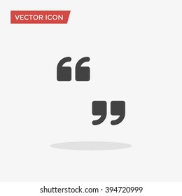 Quote mark Icon in trendy flat style isolated on grey background. Quote symbol for your web design, logo, UI. Vector illustration, EPS10.