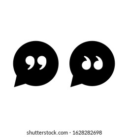 quote mark icon vector sign with a white background