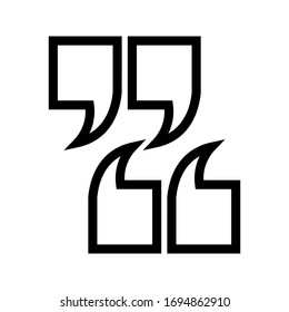 quote mark icon vector sign on background