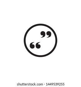 Quote mark icon vector. Simple design on white background.
