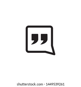 Quote mark icon vector. Simple design on white background.