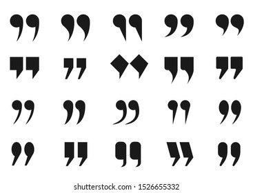 Quote mark icons. Quotes marks for speech or message