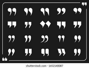 Quote mark icons. White Quotes marks for speech or message