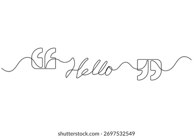 Quote mark one line art design and white background