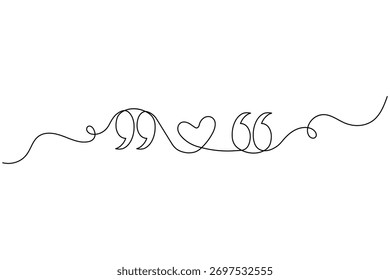 Marca de cita de una línea de diseño de arte y fondo blanco