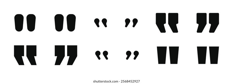 quote mark , quotation marks black icon and speech mark symbol. Talk bubble speech icon. graphic design quotes for comment or punctuation sign vector. Quote icon. Eps 10.