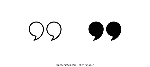 quote mark , quotation marks quotes for comment line and flat icons set, editable stroke isolated on white, linear vector outline illustration, symbol logo design style