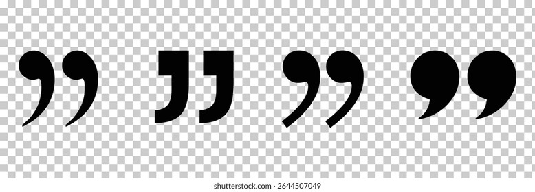Quote mark in . Quotation symbol. Remark sign in Quote mark on transparent background. Quoted sign .  Vector Illustration . EPS 20 .
