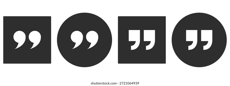 Anführungszeichen in . Zitatsymbol. Anführungszeichen auf transparentem Hintergrund. Anführungszeichen . Vektorgrafik. Anführungszeichen-Positionsvektorsymbol-Set. Zitate, Anführungszeichen.