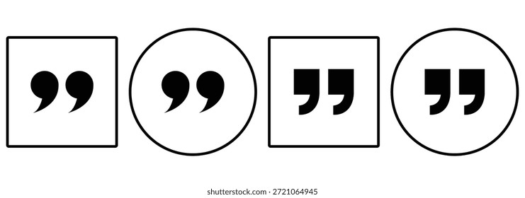 Anführungszeichen in . Zitatsymbol. Anführungszeichen auf transparentem Hintergrund. Anführungszeichen . Vektorgrafik. Anführungszeichen-Positionsvektorsymbol-Set. Zitate, Anführungszeichen.