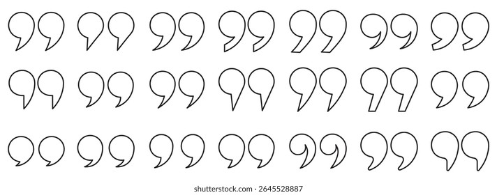 Quote mark. Quotes icon set. Quote symbol. Simple quotes collection. Quote icon vector illustration. Quotation mark sign and symbol. Set of quote mark . Quotation mark icon collection. 