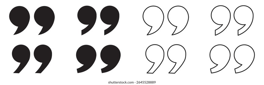 Quote mark. Quotes icon set. Quote symbol. Simple quotes collection. Quote icon vector illustration. Quotation mark sign and symbol. Set of quote mark . Quotation mark icon collection. 