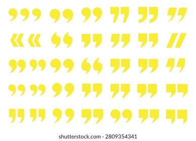quote mark. Quotes icon set.Quotemarks outline, speech marks, inverted commas or talking marks collection. quotes icon Vector illustration.