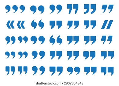 quote mark. Quotes icon set.Quotemarks outline, speech marks, inverted commas or talking marks collection. quotes icon Vector illustration.