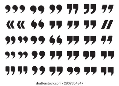 quote mark. Quotes icon set.Quotemarks outline, speech marks, inverted commas or talking marks collection. quotes icon Vector illustration.