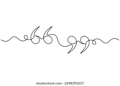 Quote mark single line art with white background