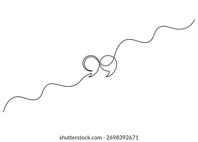 Quote mark single line art with white background