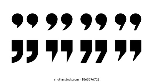 quote mark vector icon set. quotation black sign on white background. quoted speech isolated symbol. inspiration quote frame box