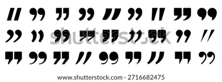 Quote marks set, speech marks. Quotes icon set, inverted commas or talking marks collection - stock vector