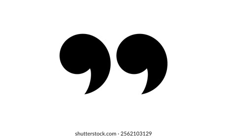 quote marks symbol, black isolated
