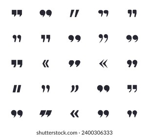 Quote marks vector abstract icon set. Quotation marks vector collection. Speech mark symbol. Vector illustration.