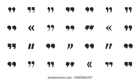 Quote marks vector abstract icon set. Quotation marks vector collection. Speech mark symbol. Vector illustration.