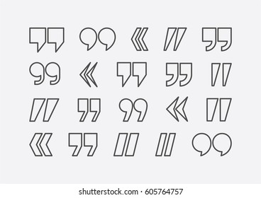 Quote marks vector abstract icon set