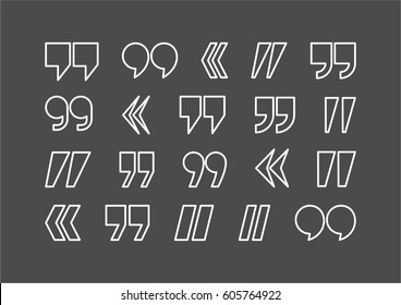 Quote Marks Vector Abstract Icon Set