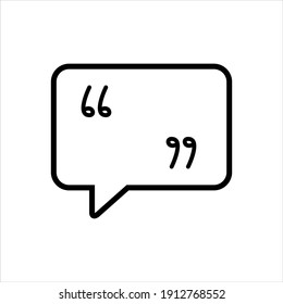Quote message icon on white background