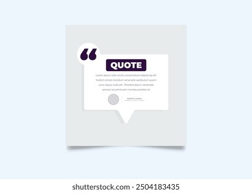 Quote modern design elements for social media and web designs. Creative quote and comment text frame template.