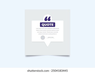 Quote modern design elements for social media and web designs. Creative quote and comment text frame template.
