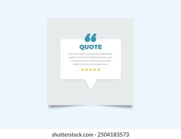 Quote modern design elements for social media and web designs. Creative quote and comment text frame template.