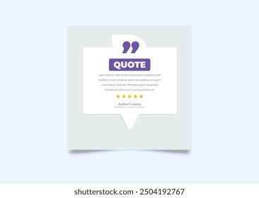 Quote modern design elements for social media and web designs. Creative quote and comment text frame template.