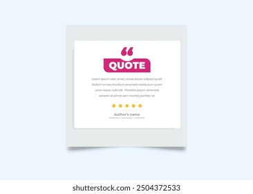 Quote modern design elements for social media and web designs. Creative quote and comment text frame template.