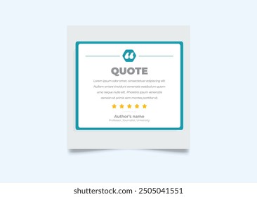 Quote modern design elements for social media and web designs. Creative quote and comment text frame template.