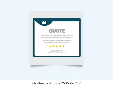 Quote modern design elements for social media and web designs. Creative quote and comment text frame template.