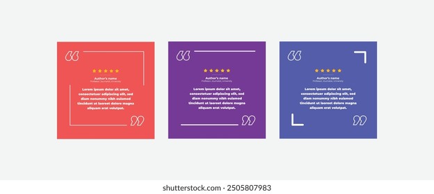 Quote modern design elements for social media and web designs. Creative quote and comment text frame template.