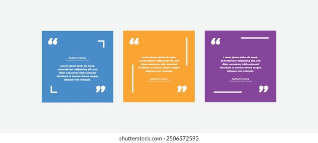 Quote modern design elements for social media and web designs. Creative quote and comment text frame template.