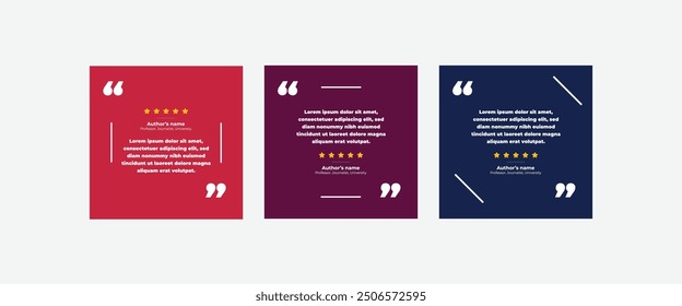 Quote modern design elements for social media and web designs. Creative quote and comment text frame template.