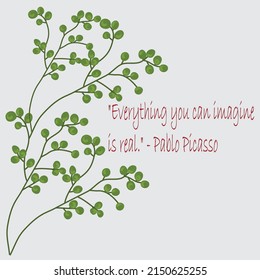 Quote motivation leaf backround. Vector illustration. Green plants, exotic leaves, botany, flora. Tropical frame, place for your text. White background. Card design.