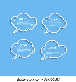 Quote outline cloud speech bubbles set, vector template