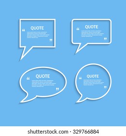 Quote outline speech bubble set, vector template