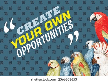 Quote of parrot art abstract bacground color pull parrot