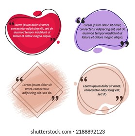 Plantilla de publicación de citas para el vector de medios sociales o para la cita de texto cuadro de marco de fondo círculo abstracto y formas cuadradas para el diseño de preguntas de diálogo con corchetes, mensajes u oscilaciones de opinión gráfico