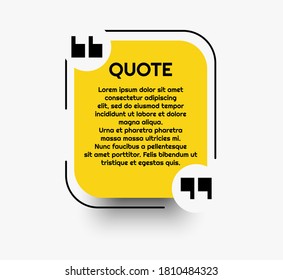 Quote with quotation marks with shadow and black outline, note for business or dialog, geometric shape.