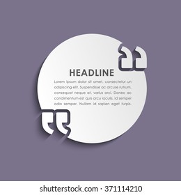 Quote with quotes on a round sticker on purple background. Vector illustration.