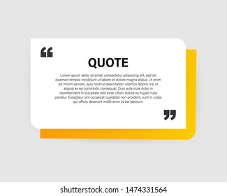 Quote rectangle isolated on material design style background. Modern vector illustration.