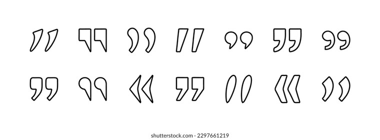 quote related line icons. Vector linear object set. 48x48 Pixel Perfect with editable stroke