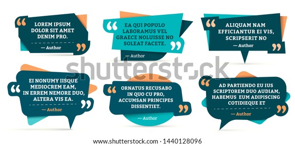 Quote remark frames. Quotation frame, quotes and\
mention quotations remarks templates. Info tag, quote textbox blog\
remarks or discussion citation memo word label. Isolated symbols\
vector set